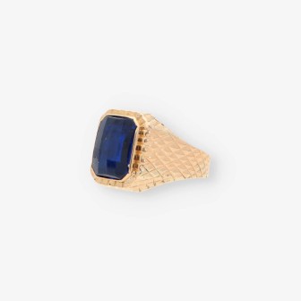 Anillo oro y piedra azul