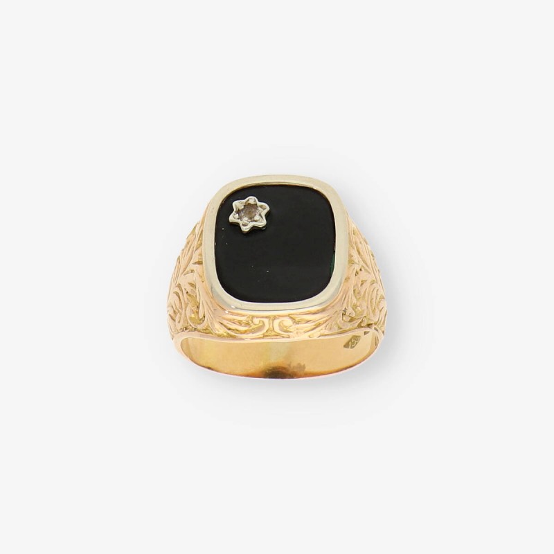 Anillo sello en oro 18kt con onix