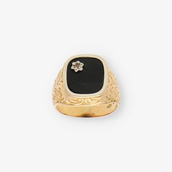 Anillo oro y onix