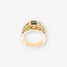 Anillo oro, piedra verde y bri