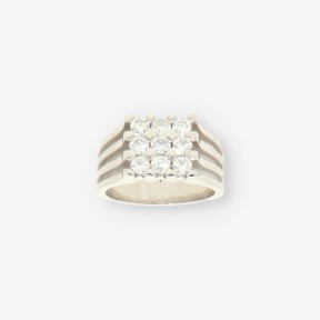 Anillo oro blanco y 9 bri