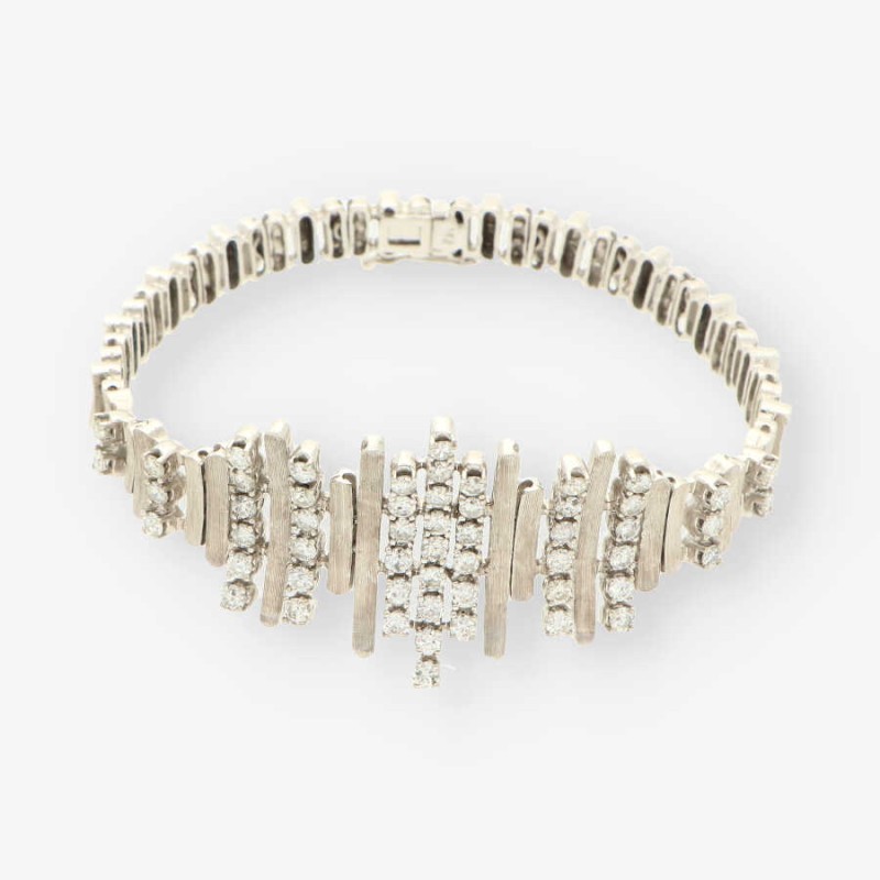 Pulsera de oro blanco 18kt con brillantes