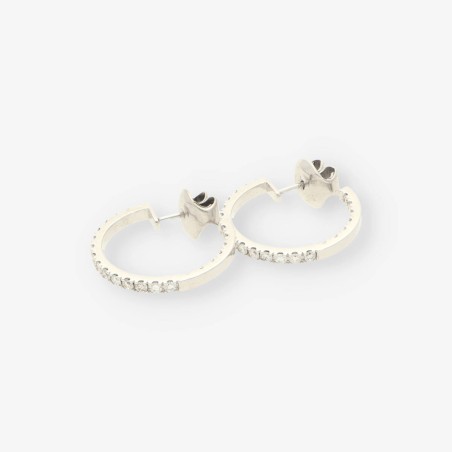 Pendientes criolla en oro blanco 18kt y brillantes