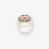 Anillo oro blanco y piedra rosa