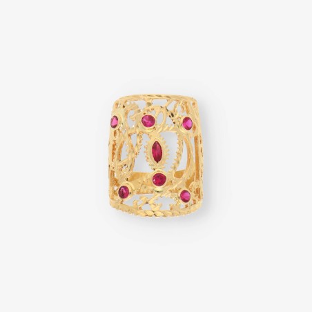 Anillo oro y piedra roja