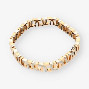 Pulsera en oro bicolor 18kt y brillantes