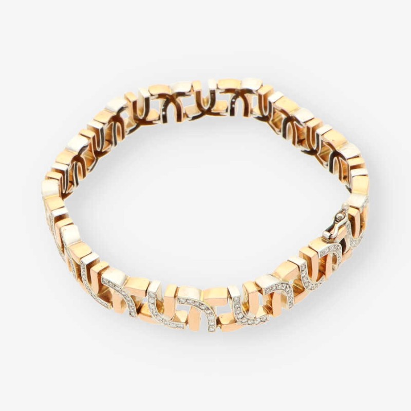 Pulsera oro bicolor y bri