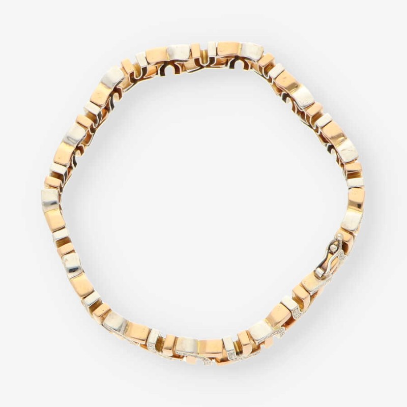 Pulsera oro bicolor y bri