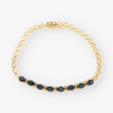 Pulsera oro 18kt con brillantes y zafiro