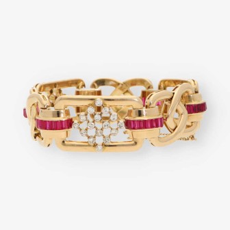 Pulsera chevalier oro rubi y diamantes