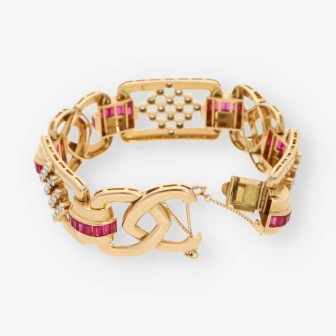 Pulsera chevalier oro rubi y diamantes