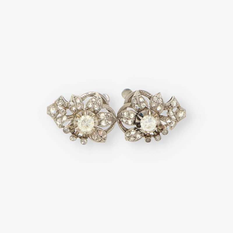 Pendientes vintage platino y brillantes