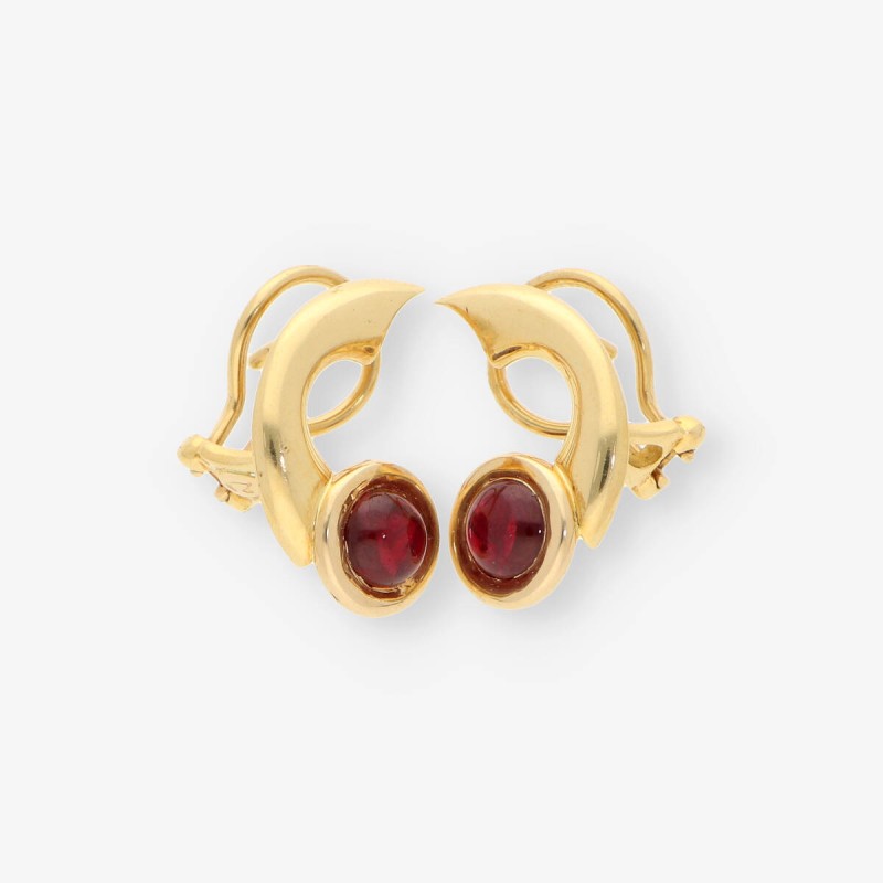 Pendientes oro 18kt y piedra roja