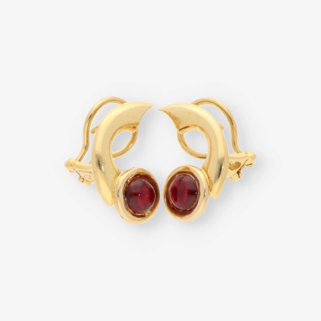 Pendientes oro y piedra roja