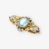Broche oro topacio azul y diamantes