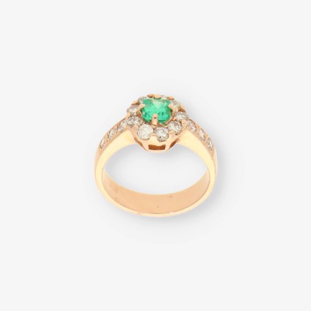 Anillo oro 18kt con esmeralda y brillante