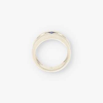 Anillo oro blanco, zafiro y bri