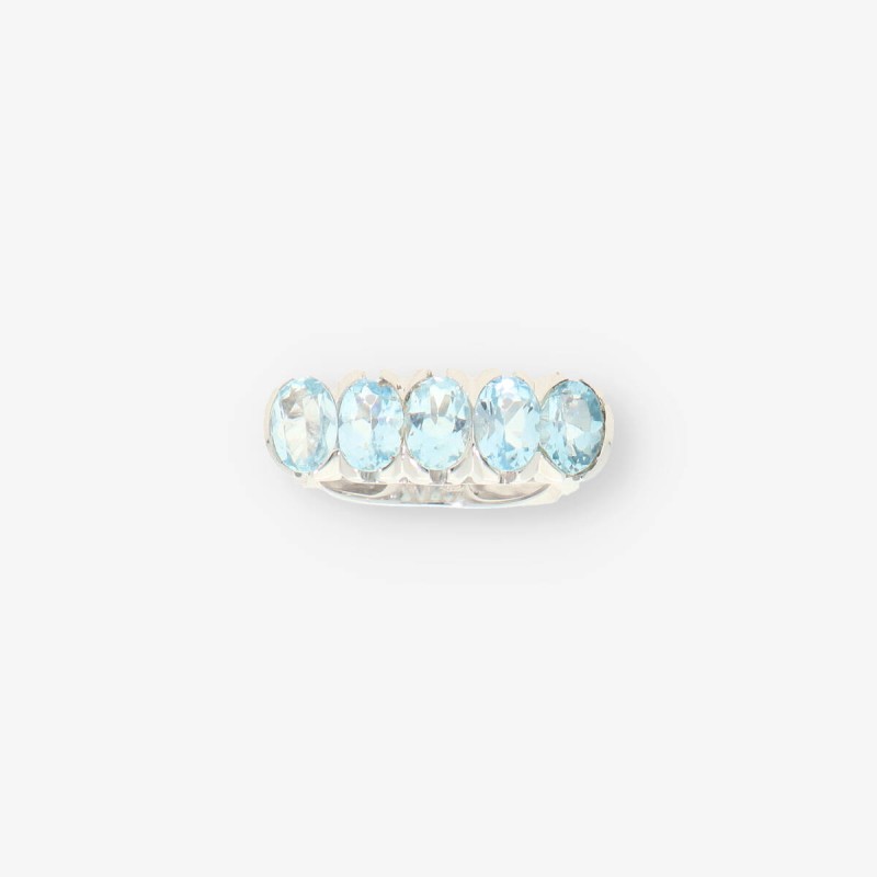 Anillo oro blanco 18kt y aguamarina