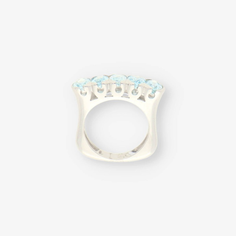Anillo oro blanco y aguamarina