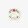 Anillo oro piedra roja y bri