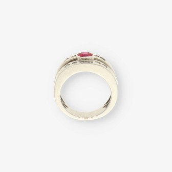 Anillo oro piedra roja y bri