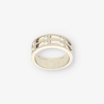 Anillo oro blanco y bri