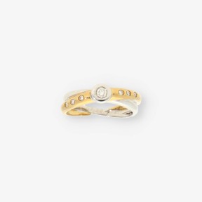 Anillo oro/oro blanco y bri