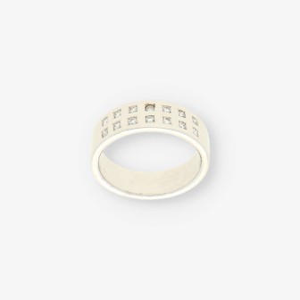 Anillo oro blanco y bri