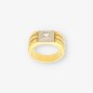 Anillo sello en oro bicolor 18kt y brillante