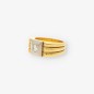 Anillo sello en oro bicolor 18kt y brillante