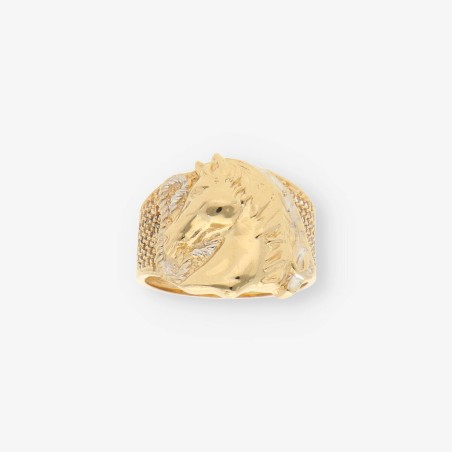 Anillo sello caballo en oro 18kt