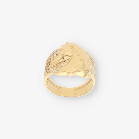 Anillo sello caballo en oro 18kt