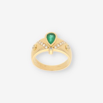 Anillo oro esmeralda y bri