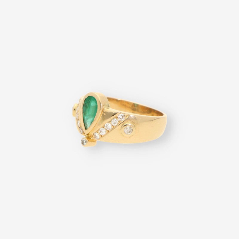Anillo oro esmeralda y bri