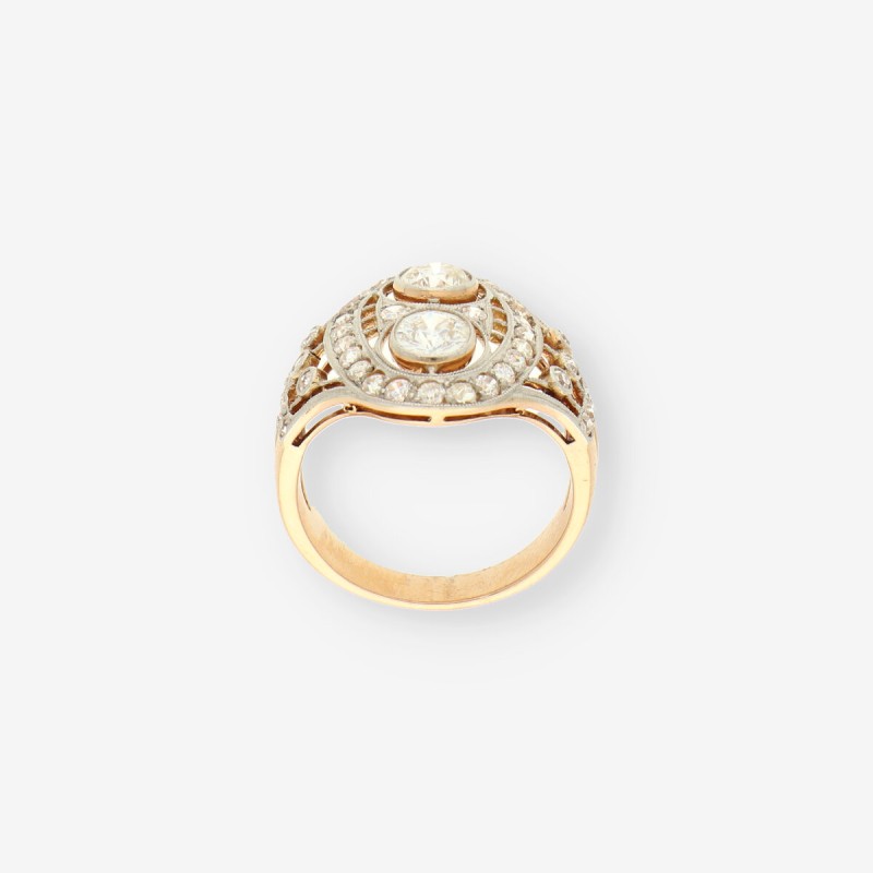 Anillo vintage oro y bri
