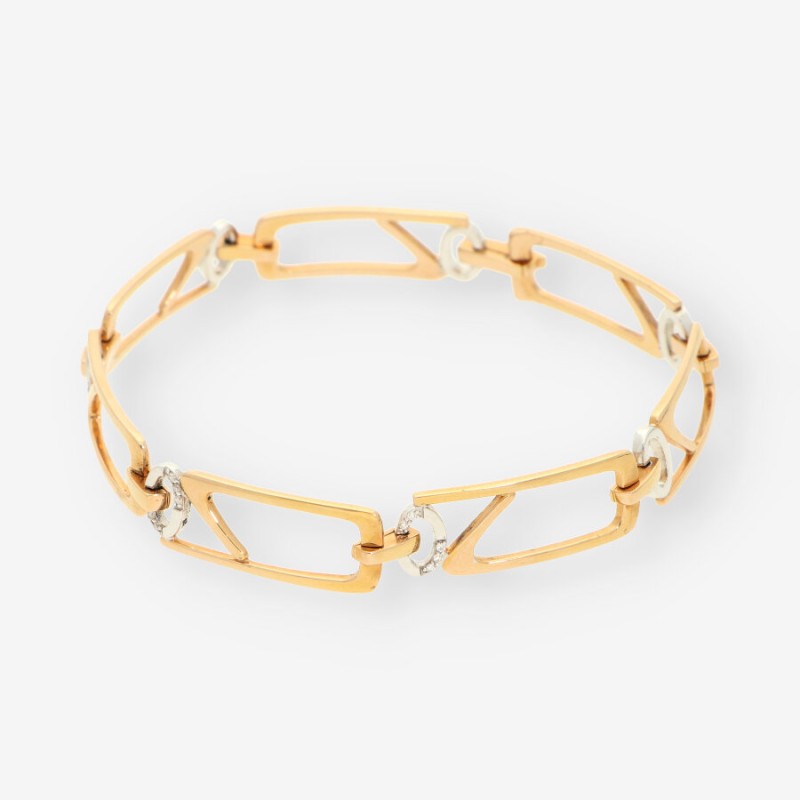 Pulsera en oro bicolor 18kt y brillantes