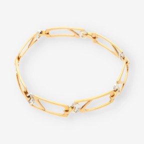 Pulsera en oro bicolor 18kt y brillantes