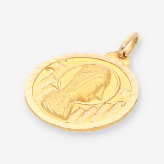 Medalla virgen de Montserrat oro