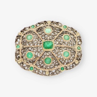 Broche oro esmeralda y diamantes