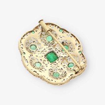 Broche oro esmeralda y diamantes