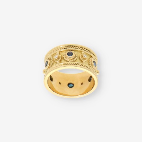 Anillo oro 18kt brillantes zafiro