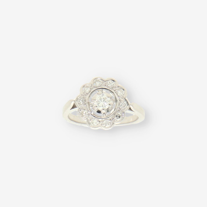 Anillo oro blanco 18kt y brillantes