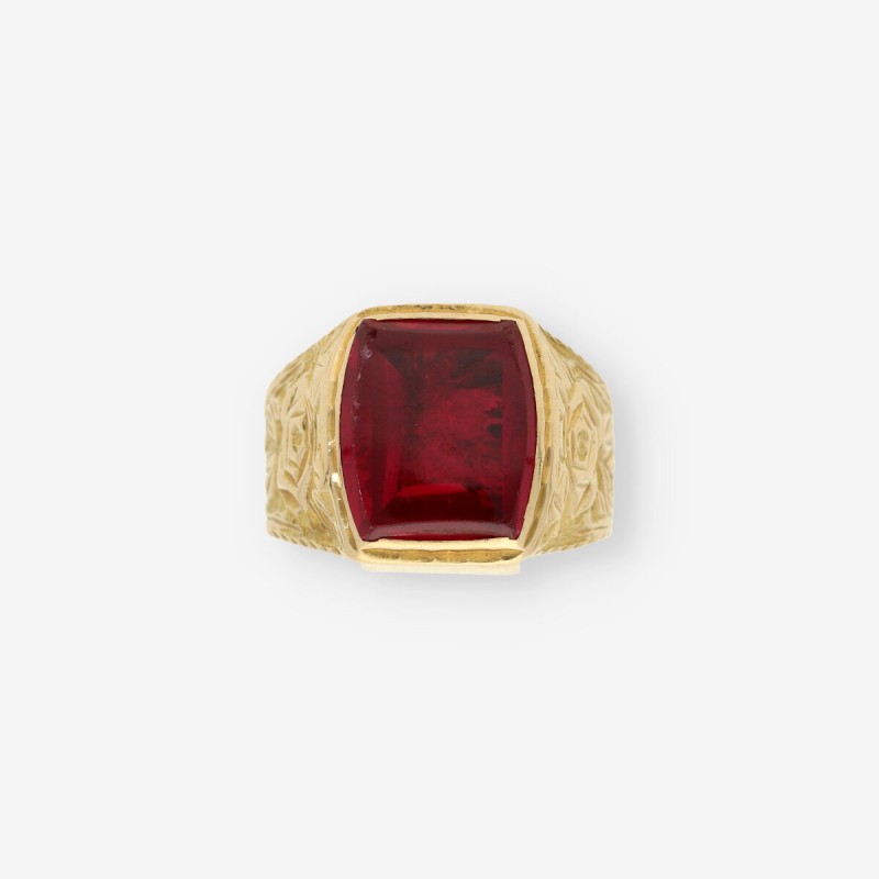 Sello en oro 18kt con piedra roja