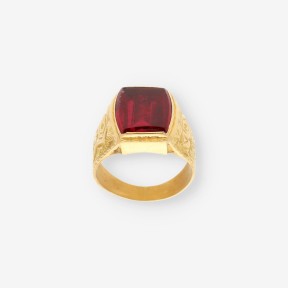 Sello en oro 18kt con piedra roja