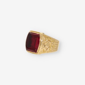 Anillo oro piedra roja