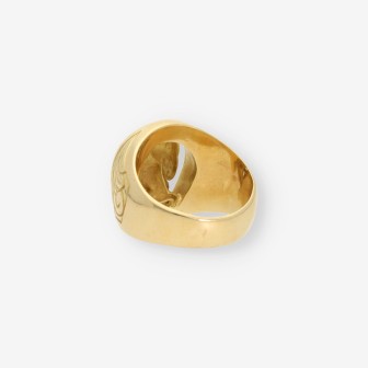 Anillo herradura con caballo oro