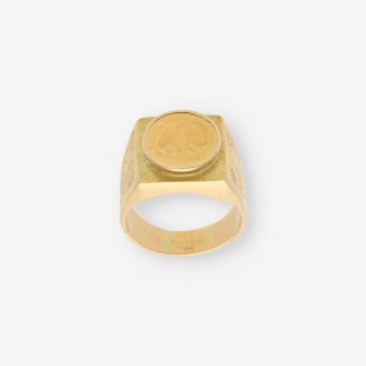 Anillo sello con moneda oro