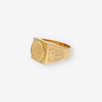 Anillo sello con moneda oro