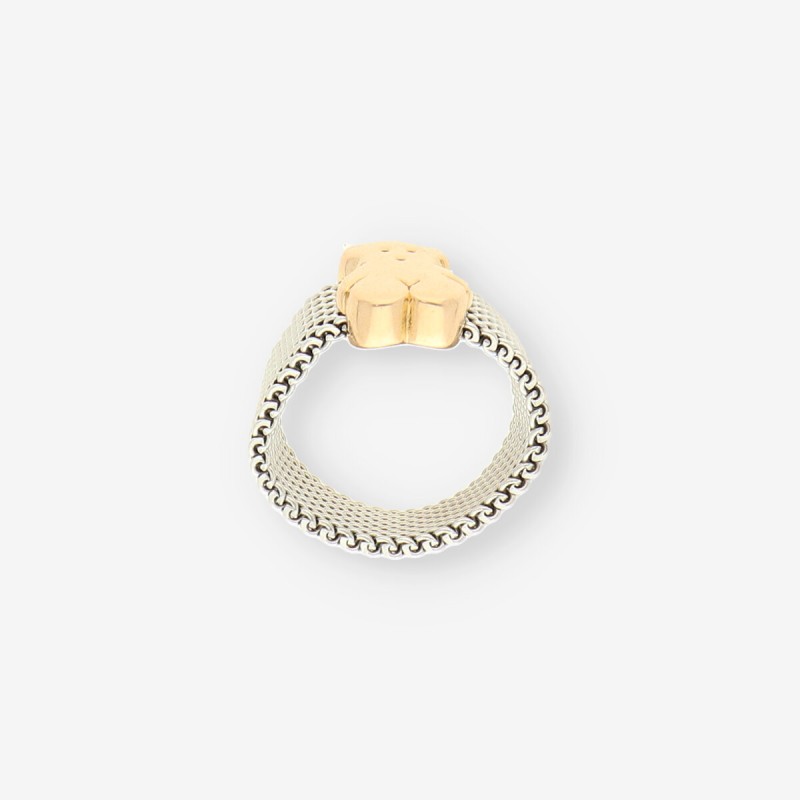 Anillo acero y oro oso TOUS