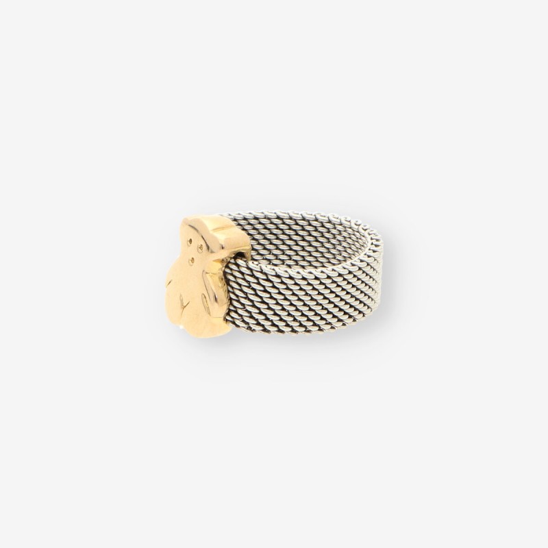 Anillo acero y oro oso TOUS